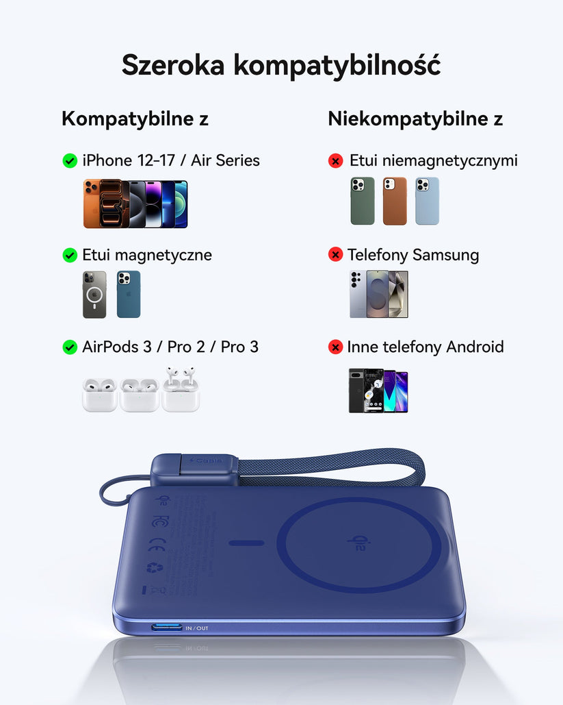 INIU Powerbank MagPro Slim - magnetyczny powerbank bezprzewodowy 5000mAh niebieski