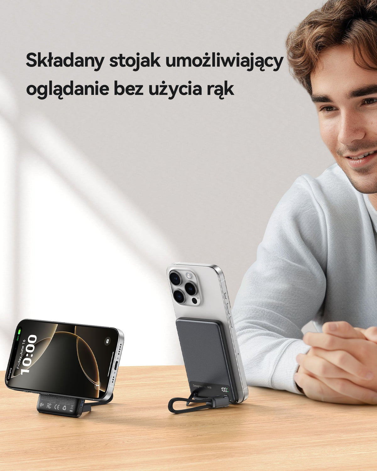 INIU Powerbank MagPro Slim - magnetyczny powerbank bezprzewodowy 5000mAh czarny