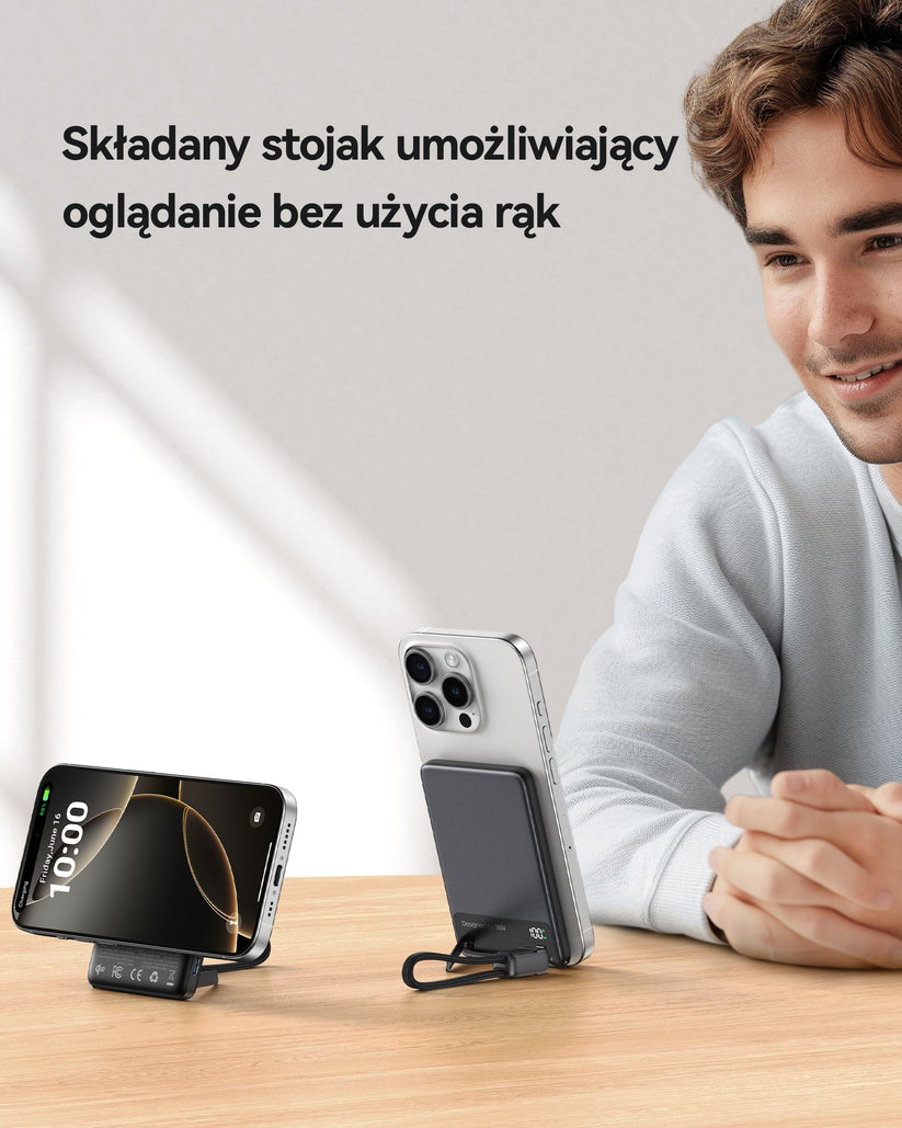 INIU Powerbank MagPro Slim - magnetyczny powerbank bezprzewodowy 5000mAh czarny