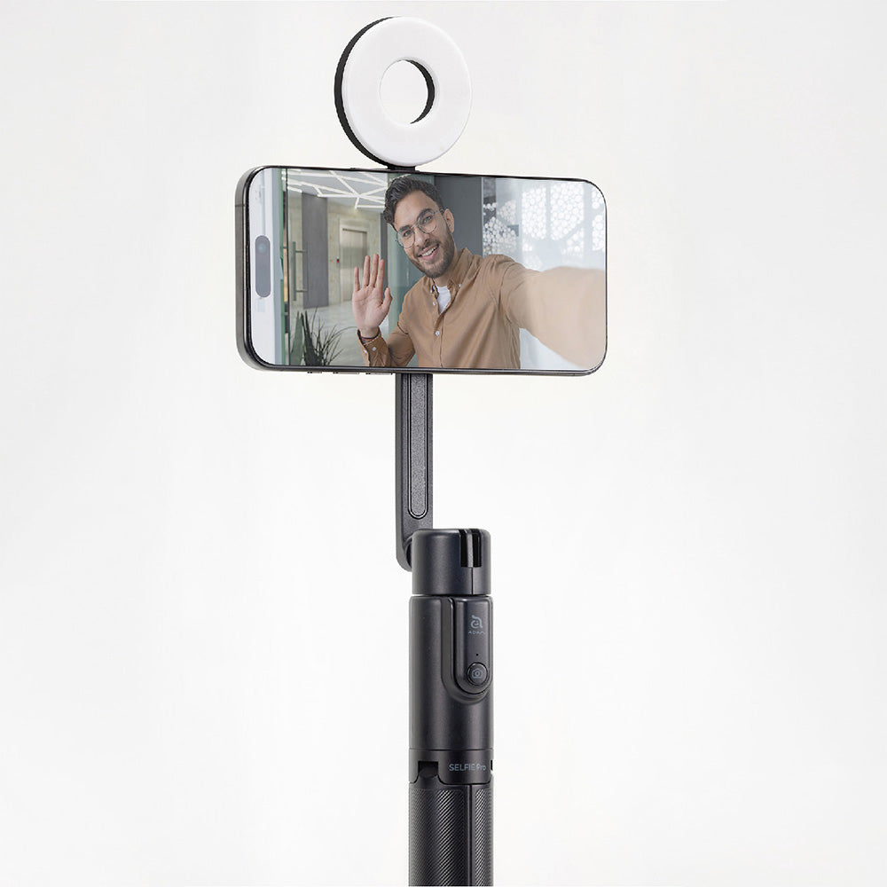 Adam Elements Selfie Pro - magnetyczny selfie stick bluetooth ze statywem i lampką LED czarny