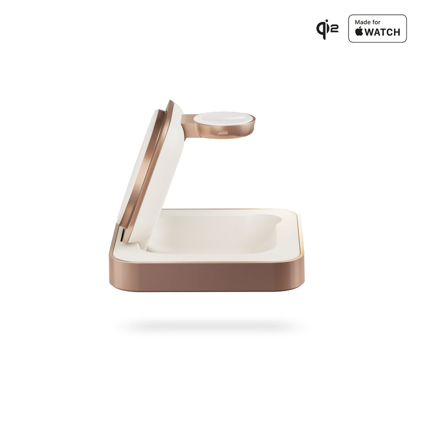 ZENS Nightstand Charger Pro 2 - ładowarka bezprzewodowa Qi2 15W do dwóch urządzeń kompatybilna z MagSafe miedziana