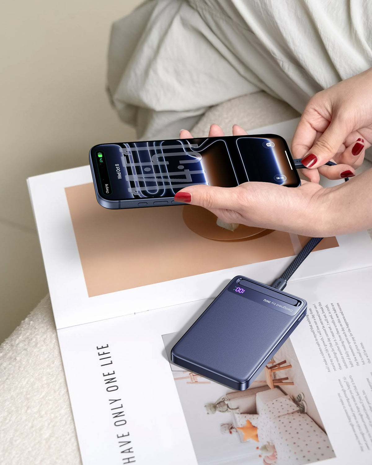 INIU Powerbank MagPro Slim - magnetyczny powerbank bezprzewodowy Qi 2.2 10 000mAh niebieski