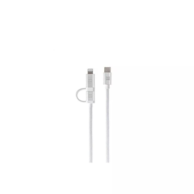 ER Power Dual Cable - kabel USB-C USB-C oraz Lightning MFI 1m biały