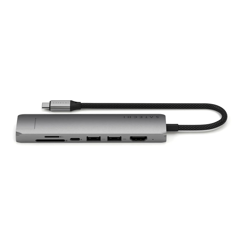 Satechi 7-in-1 USB-C Slim Multiport Adapter with Ethernet - adapter USB-C (USB-C PD, 2x USB-A, HDMI 4K, Ethernet, czytnik kart micro SD) space grey
