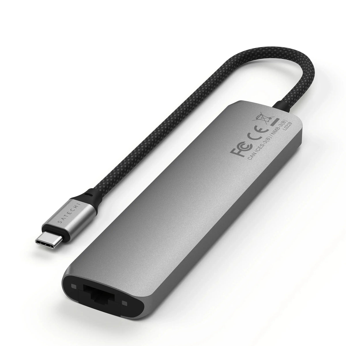 Satechi 7-in-1 USB-C Slim Multiport Adapter with Ethernet - adapter USB-C (USB-C PD, 2x USB-A, HDMI 4K, Ethernet, czytnik kart micro SD) space grey
