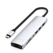 Satechi 7-in-1 USB-C Slim Multiport Adapter with Ethernet - adapter USB-C (USB-C PD, 2x USB-A, HDMI 4K, Ethernet, czytnik kart micro SD) srebrny