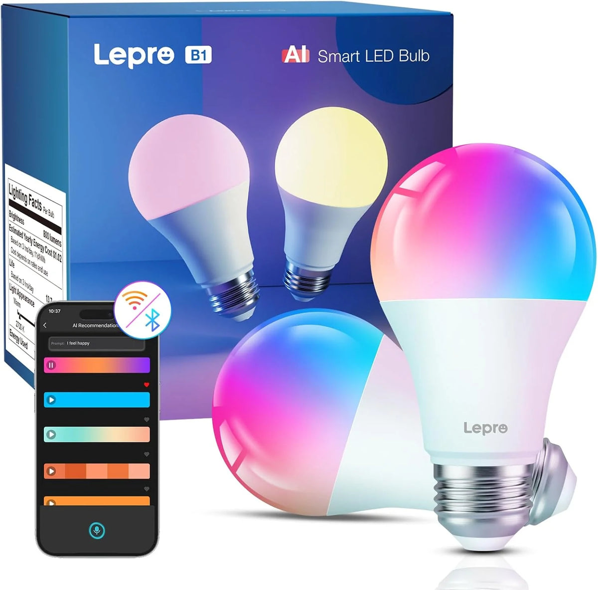 Lepro B1 AI Smart Bulb E27 - inteligenta żarówka E27 (2 szt.)