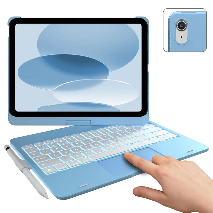 Typecase Flexbook Touch - etui z klawiaturą do iPad 10,9" 10 gen. (2022) 11" 11 gen. (2025) jasno niebieskie