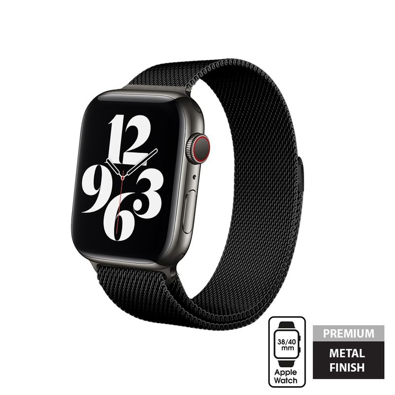 Crong Milano Steel - Pasek ze stali nierdzewnej Apple Watch 38 40 41 42 mm czarny