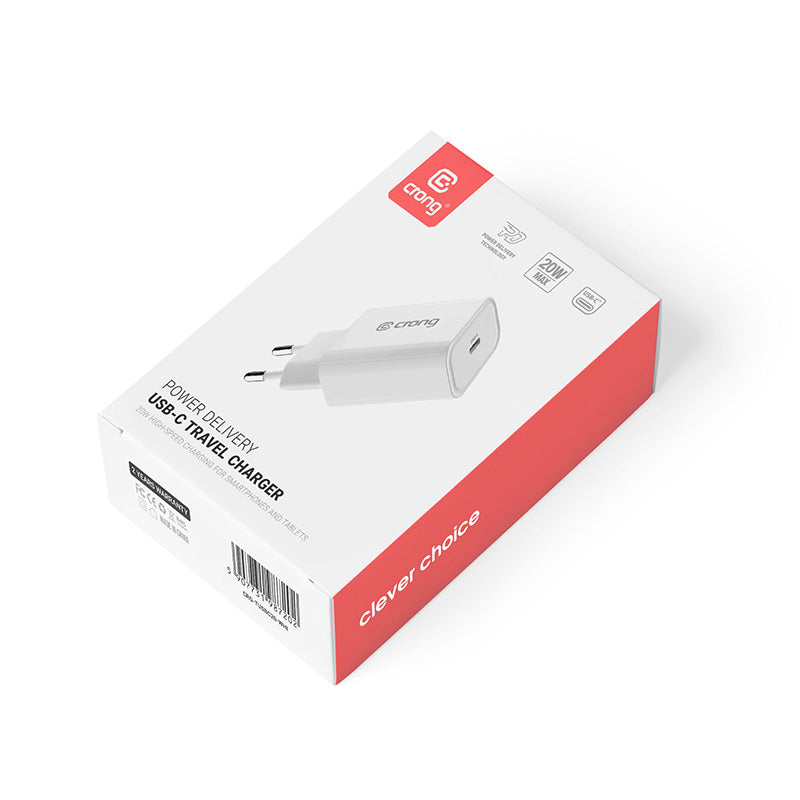 Ładowarka sieciowa Crong USB-C power delivery 20W biała