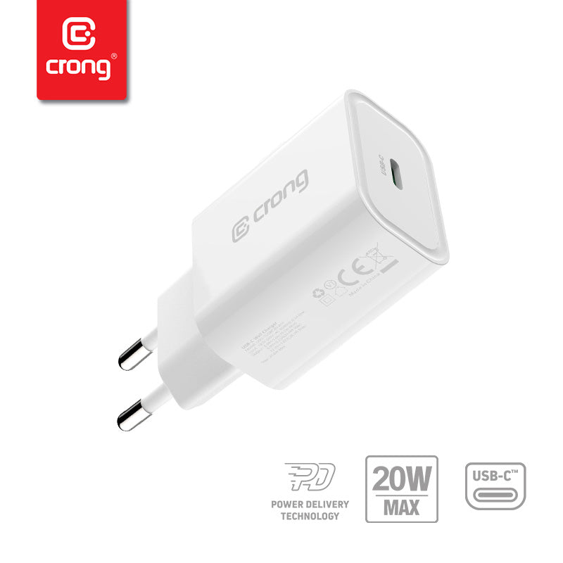 Ładowarka sieciowa Crong USB-C power delivery 20W biała