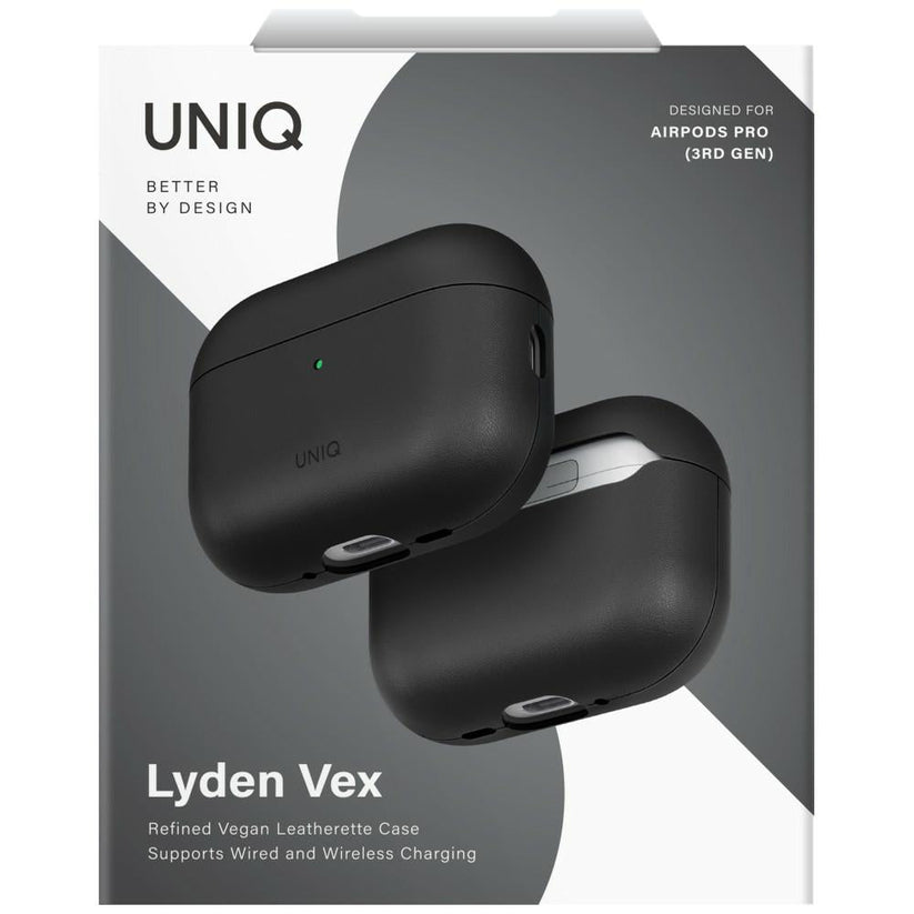 UNIQ Lyden Vex - etui z ekoskóry do AirPods Pro 3 czarne