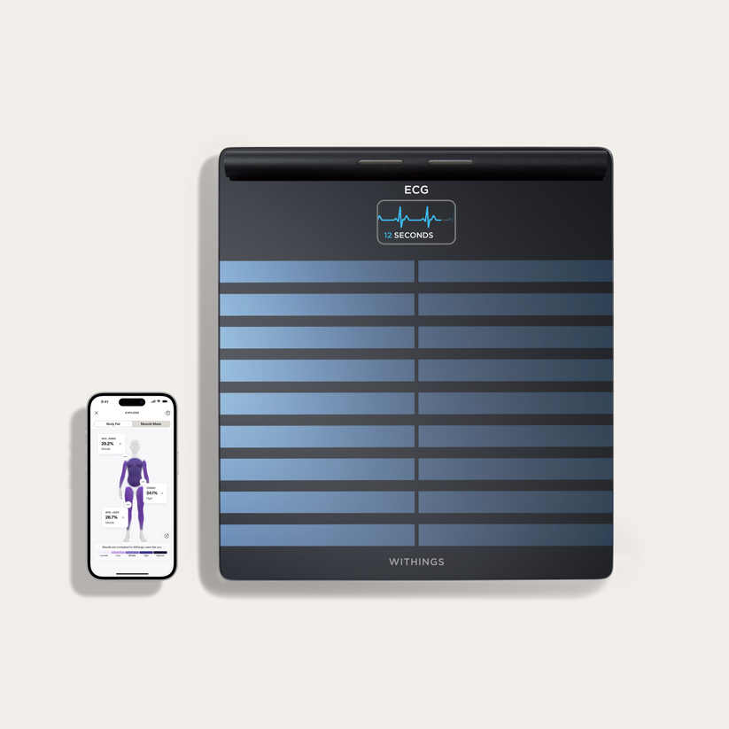 Withings Body Scan - waga z analizą składu masy ciała oraz pomiarem tętna (wyrób medyczny) czarna