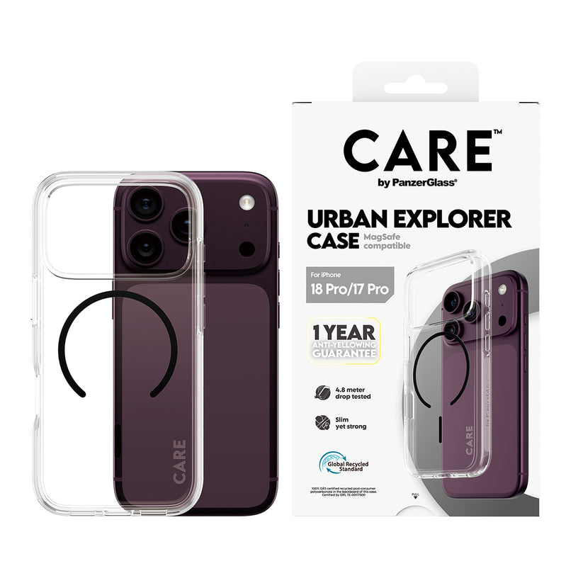 Care by PanzerGlass Urban Explorer Case - etui z MagSafe do iphone 18 Pro/17 Pro przezroczyste/czarne