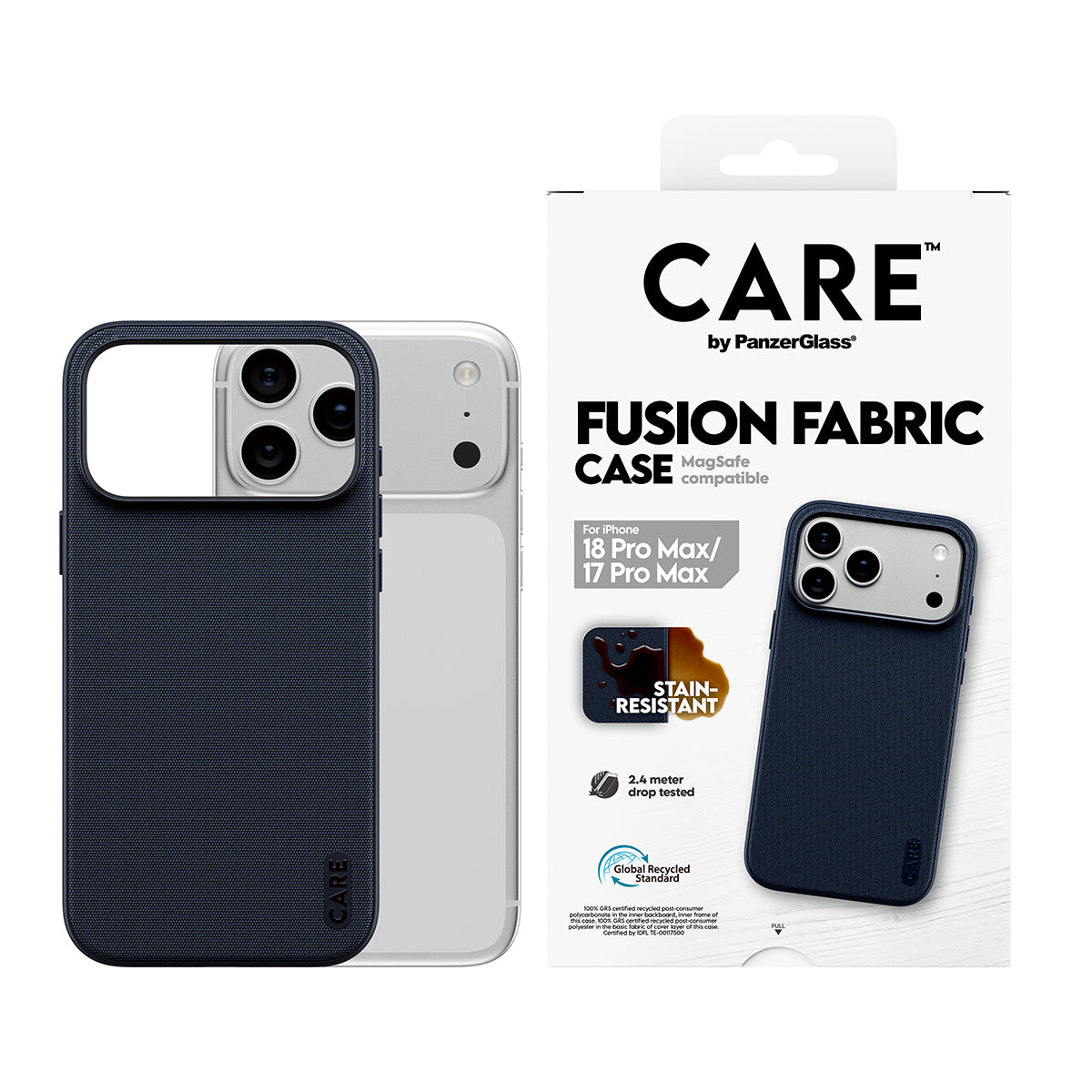 Care by PanzerGlass Fusion Fabric Case - etui Magsafe do iPhone 18 Pro Max/17 Pro Max niebieskie