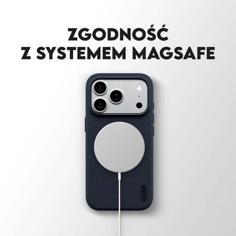 Care by PanzerGlass Fusion Fabric Case - etui Magsafe do iPhone 18 Pro/17 Pro niebieskie