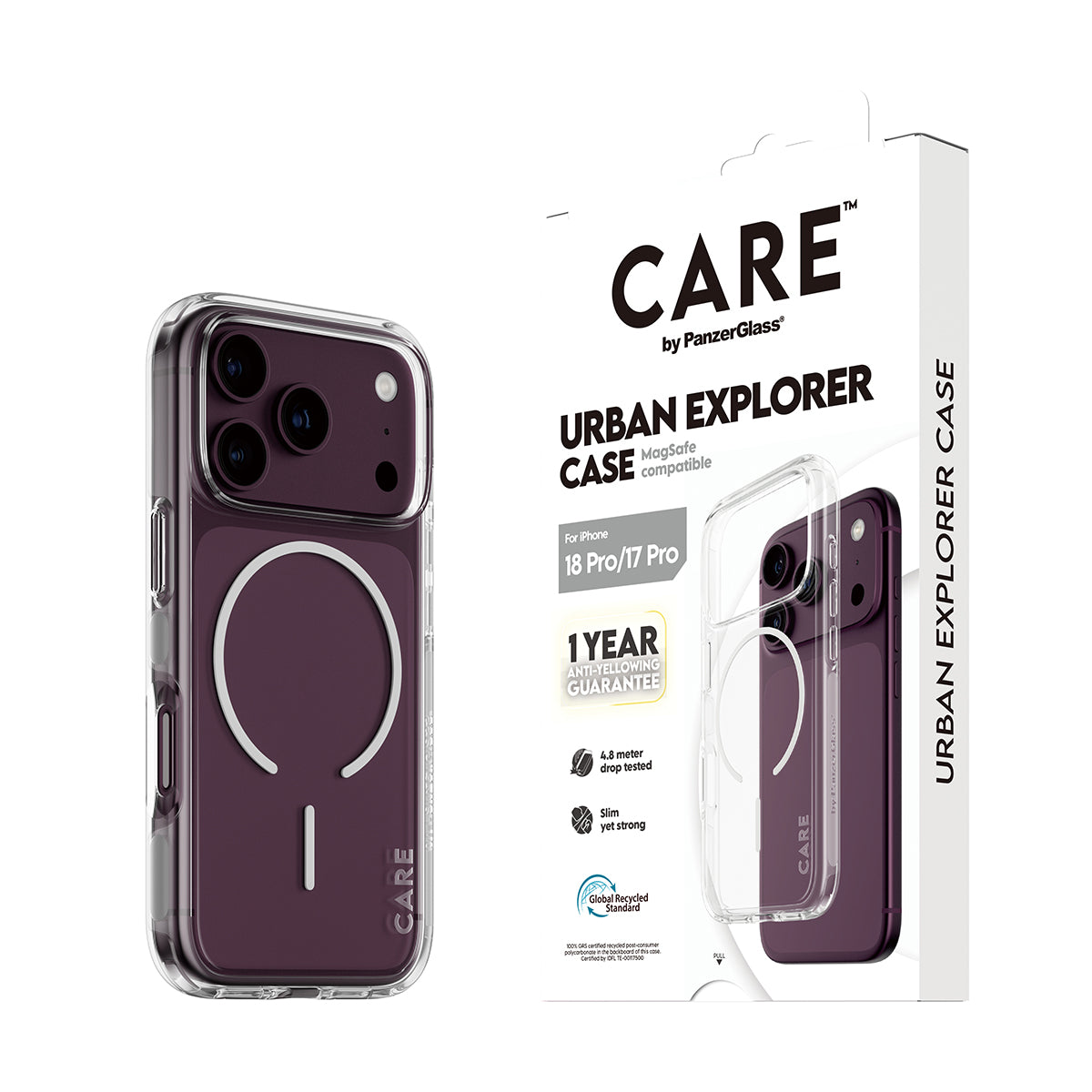 Care by PanzerGlass Urban Explorer Case - etui z MagSafe do iPhone 18 Pro/17 Pro przezroczyste/białe