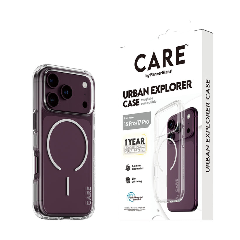 Care by PanzerGlass Urban Explorer Case - etui z MagSafe do iPhone 18 Pro/17 Pro przezroczyste/białe