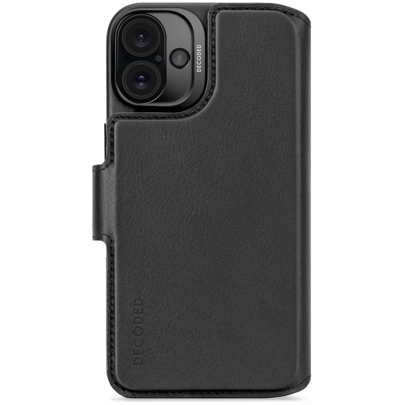 Decoded Leather Detachable Wallet - skórzana obudowa ochronna do iPhone 16 Plus kompatybilna z MagSafe czarna