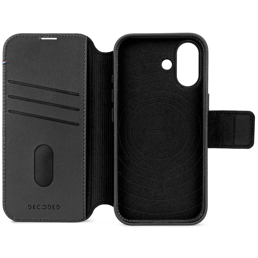 Decoded Leather Detachable Wallet - skórzana obudowa ochronna do iPhone 17 kompatybilna z MagSafe black