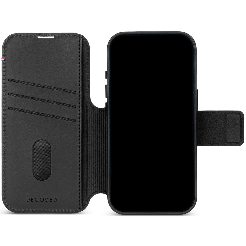 Decoded Leather Detachable Wallet - skórzana obudowa ochronna do iPhone 18 Pro kompatybilna z MagSafe czarna