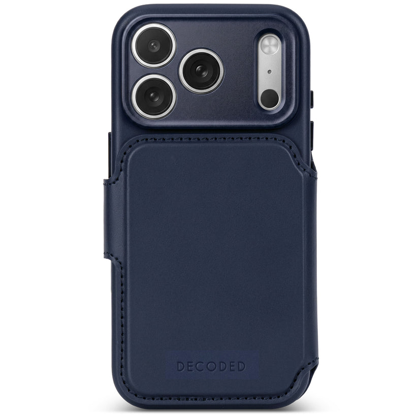 Decoded Leather Detachable Wallet - skórzana obudowa ochronna do iPhone 18 Pro kompatybilna z MagSafe granatowa