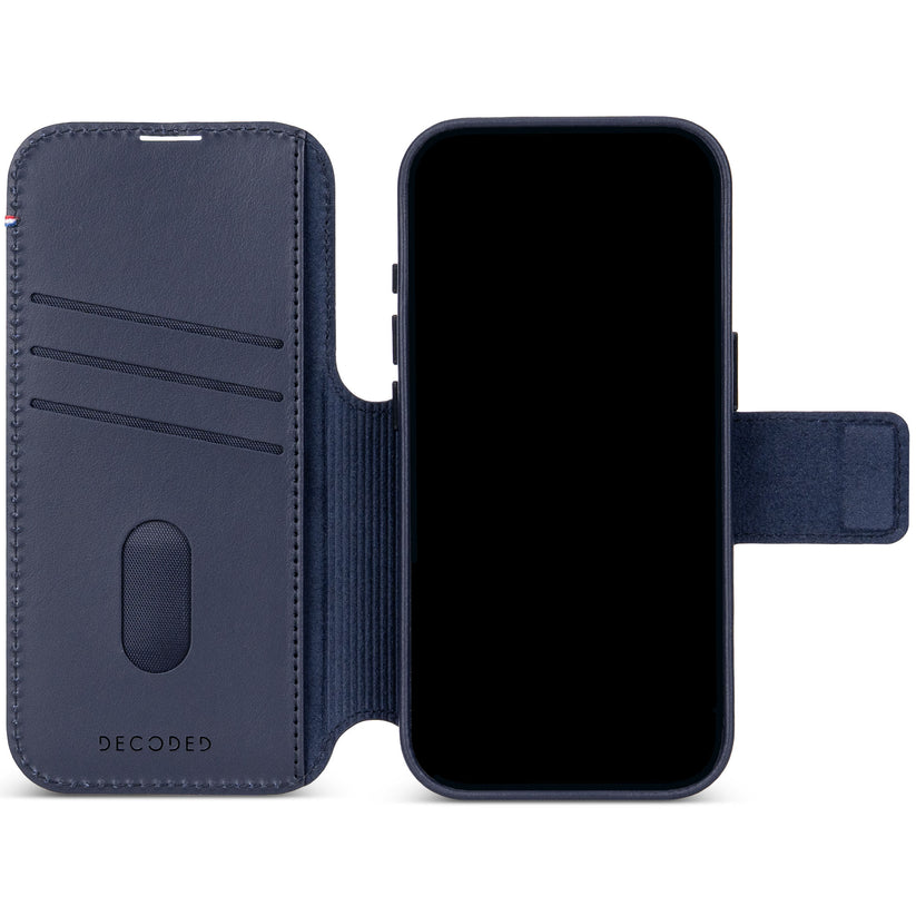 Decoded Leather Detachable Wallet - skórzana obudowa ochronna do iPhone 18 Pro kompatybilna z MagSafe granatowa