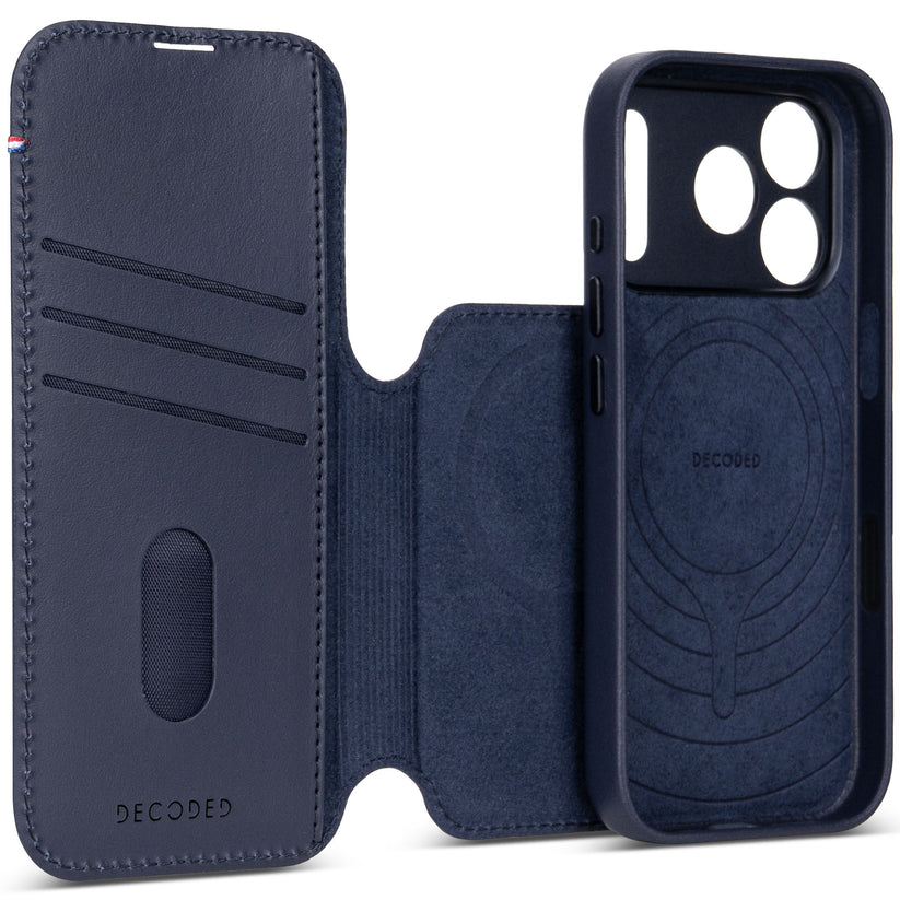 Decoded Leather Detachable Wallet - skórzana obudowa ochronna do iPhone 18 Pro kompatybilna z MagSafe granatowa
