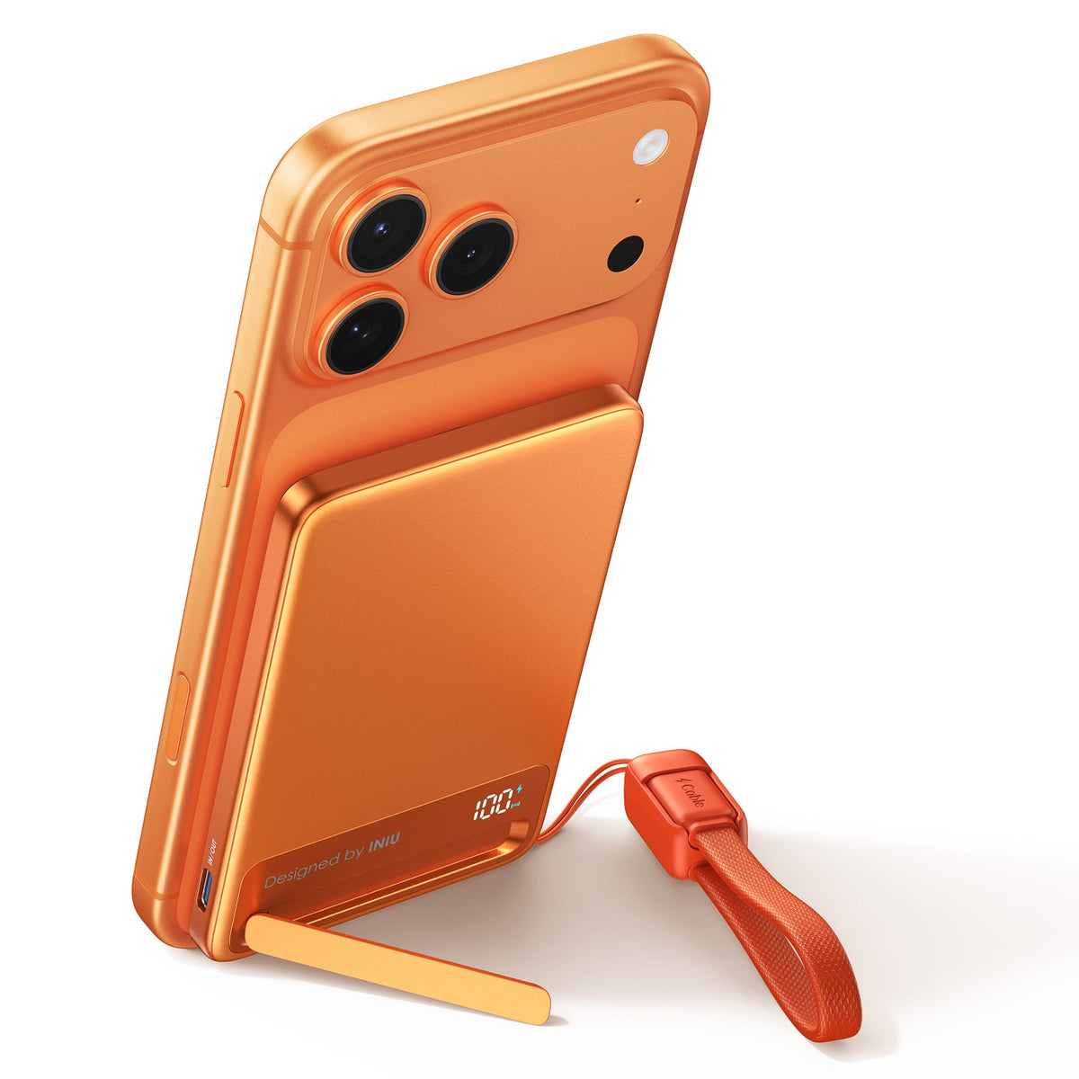INIU Powerbank MagPro Slim - magnetyczny powerbank bezprzewodowy 5000mAh pomarańczowy