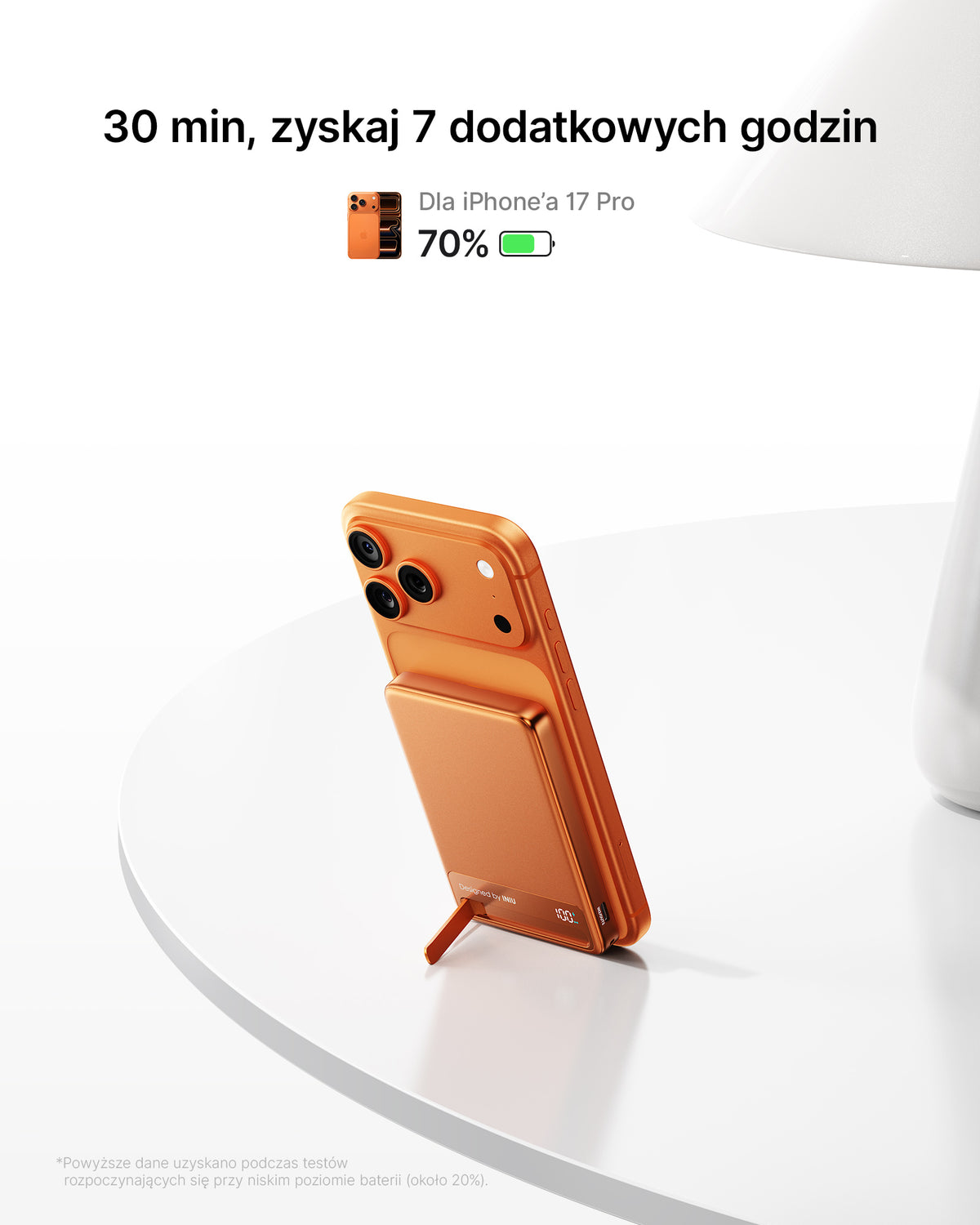 INIU Powerbank MagPro Slim - magnetyczny powerbank bezprzewodowy Qi 2.2 10 000mAh pomarańczowy