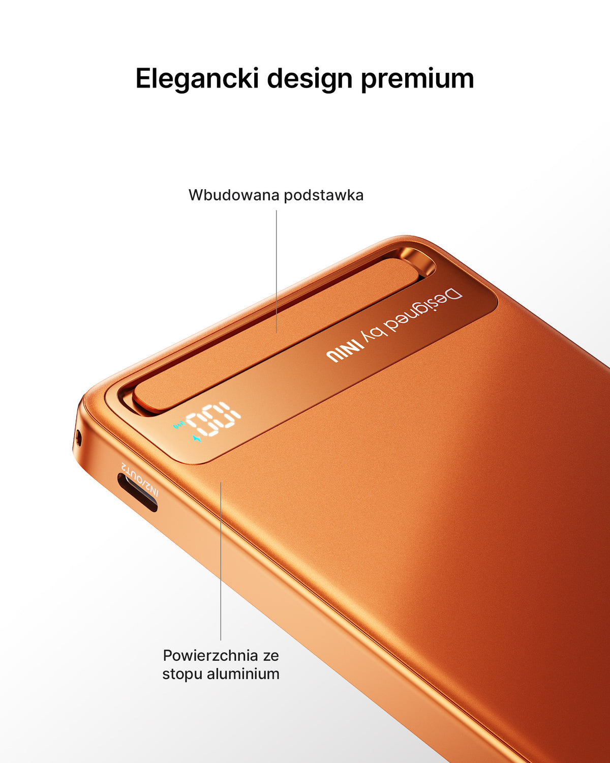 INIU Powerbank MagPro Slim - magnetyczny powerbank bezprzewodowy Qi 2.2 10 000mAh pomarańczowy