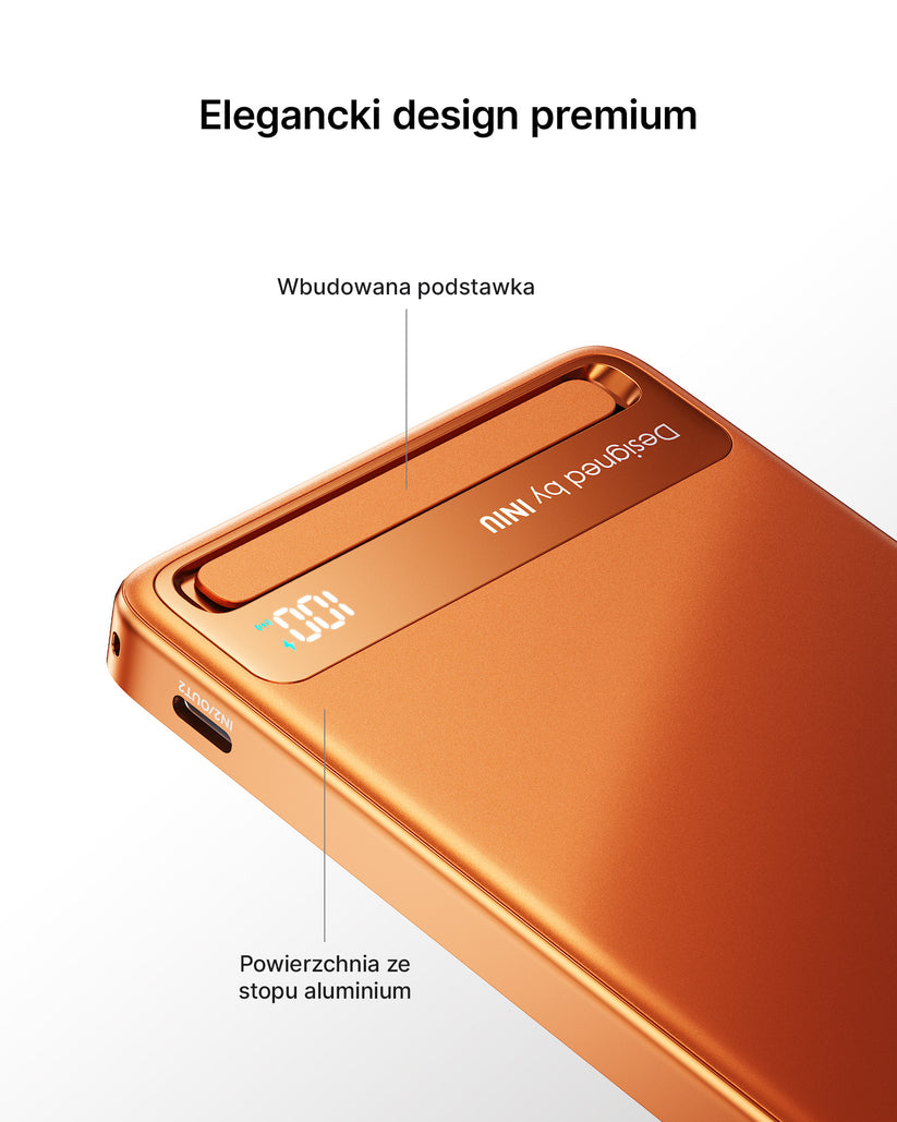 INIU Powerbank MagPro Slim - magnetyczny powerbank bezprzewodowy Qi 2.2 10 000mAh pomarańczowy