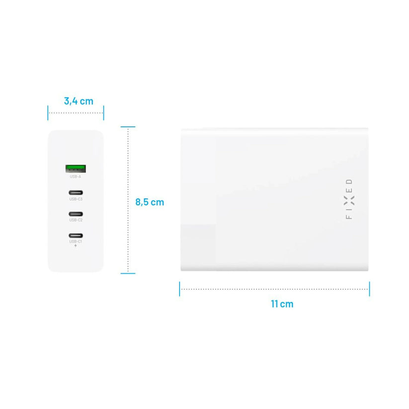 Fixed Charging Station - ładowarka sieciowa GaN USB-Cx3, USB-Ax1 200W biała