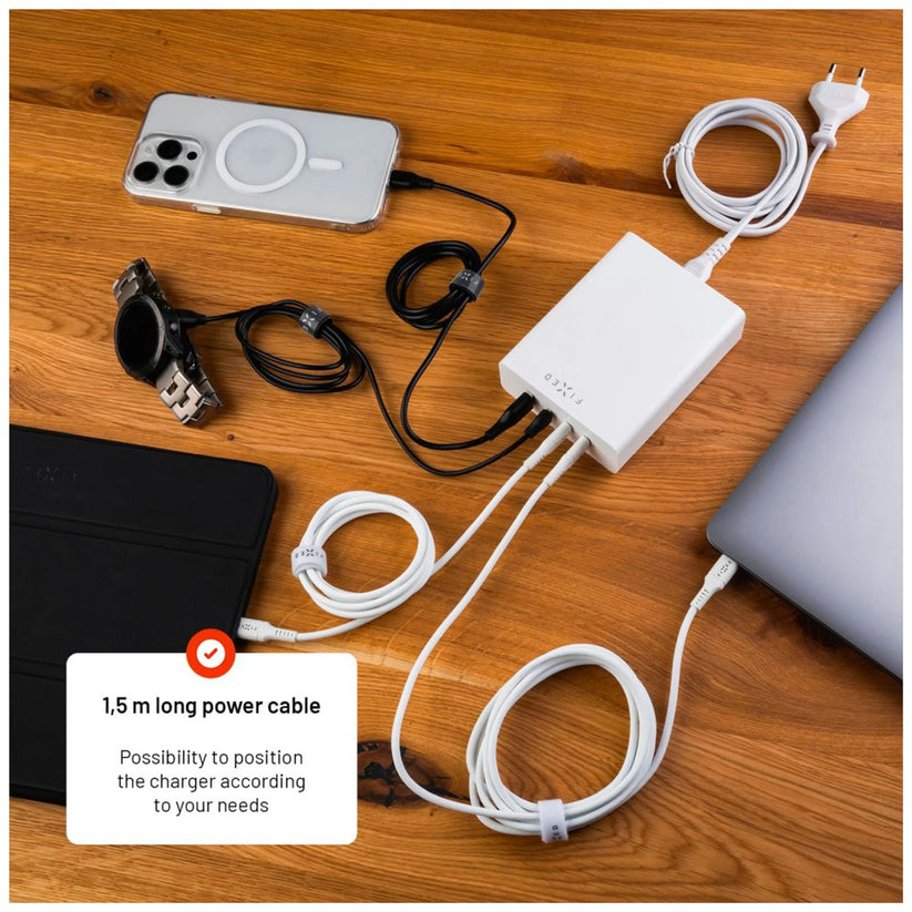 Fixed Charging Station - ładowarka sieciowa GaN USB-Cx3, USB-Ax1 200W biała