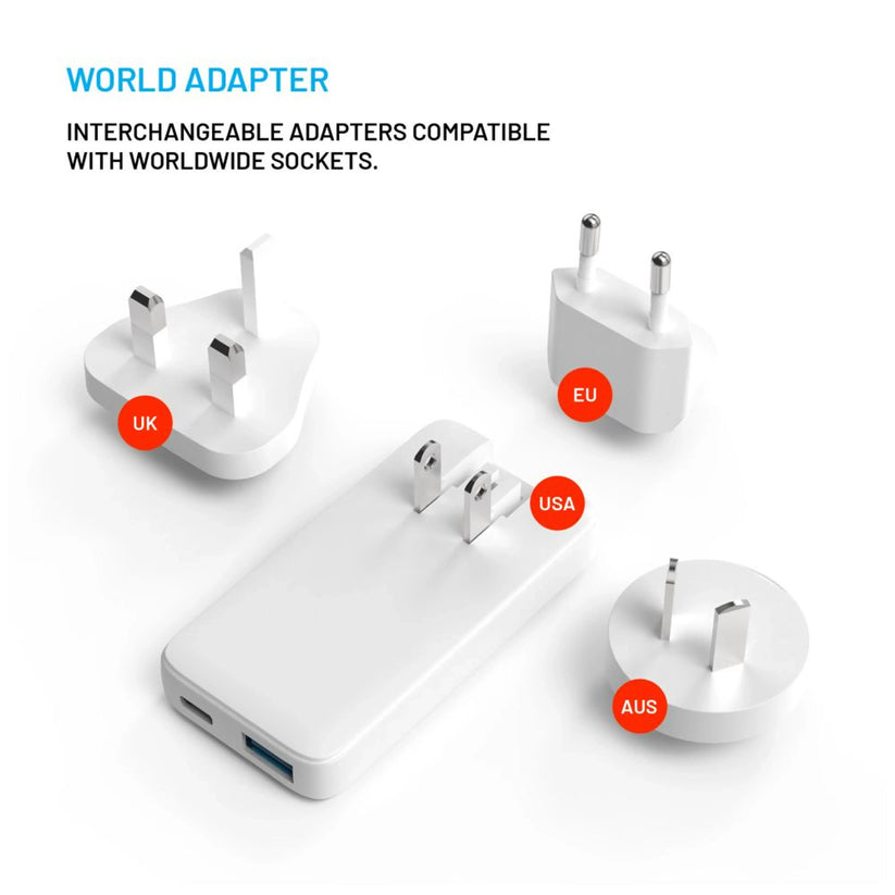 FIXED Slim GaN Travel Charger - ładowarka GaN USB-A USB-C 65W biała
