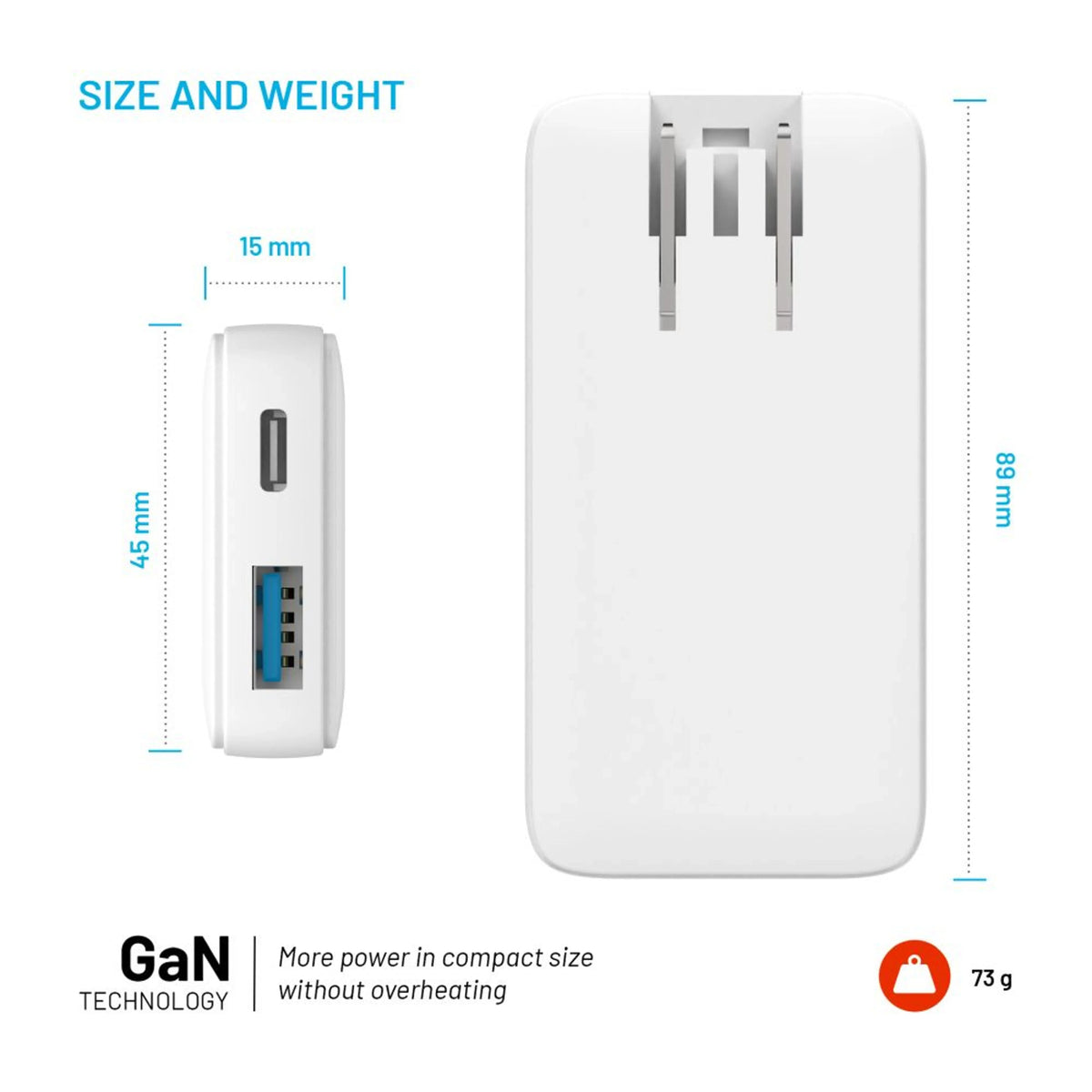 FIXED Slim GaN Travel Charger - ładowarka GaN USB-A USB-C 65W biała