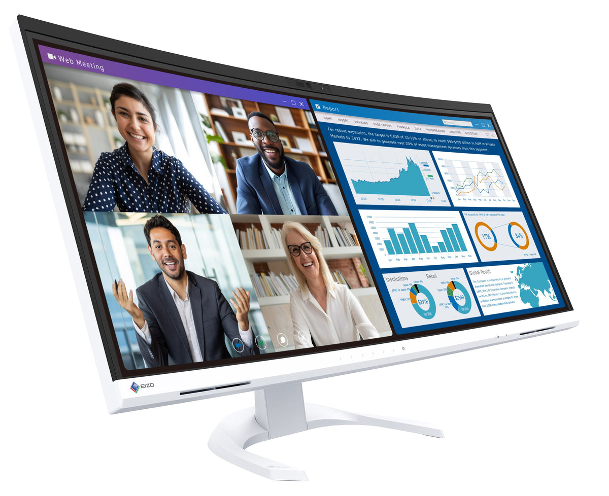 EIZO FlexScan EV3450XC-WT - monitor 34,1", 3440 x 1440 UWQHD, zakrzywiony, wbudowana kamera 21:9, biały