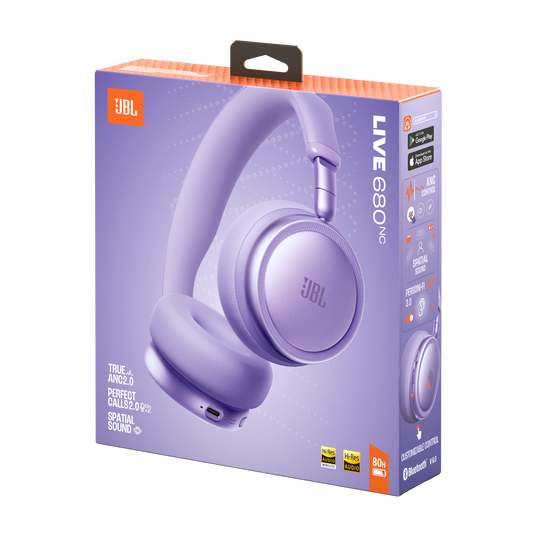JBL Live 680NC - bezprzewodowe słuchawki nauszne z redukcją hałasu fioletowe