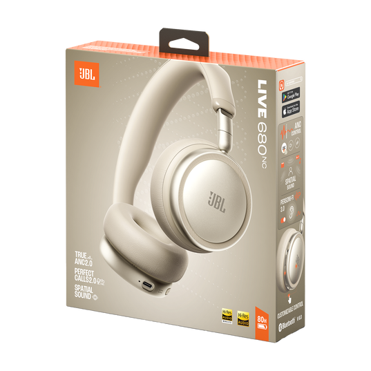 JBL Live 680NC - bezprzewodowe słuchawki nauszne z redukcją hałasu szampańskie