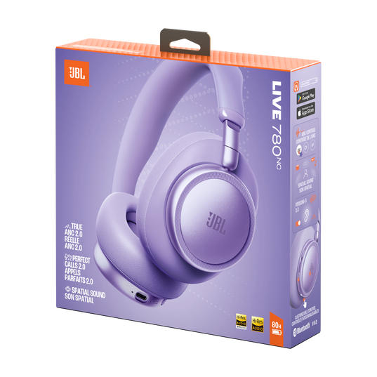 JBL Live 780NC - bezprzewodowe słuchawki nauszne z redukcją hałasu fioletowe