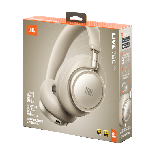 JBL Live 780NC - bezprzewodowe słuchawki nauszne z redukcją hałasu szampańskie
