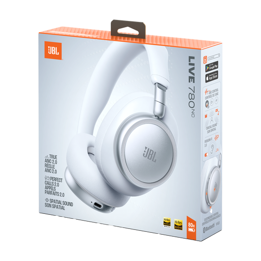 JBL Live 780NC - bezprzewodowe słuchawki nauszne z redukcją hałasu białe