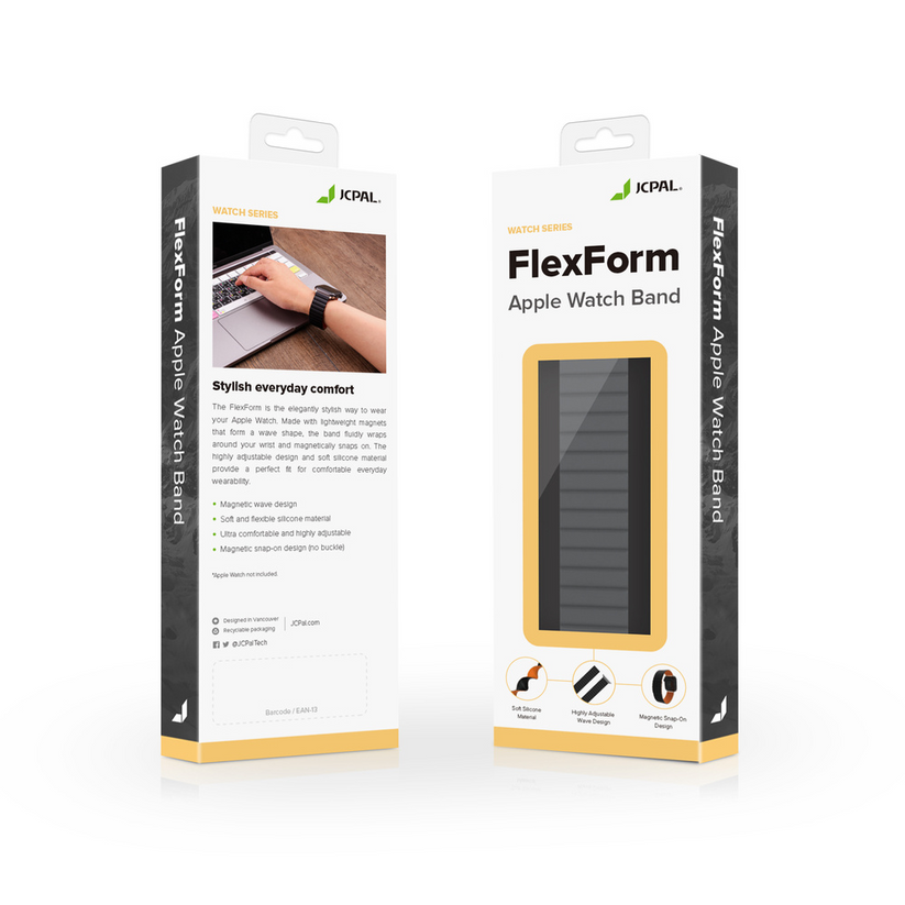 JCPal FlexForm - pasek Apple Watch 38 40 41 42 mm szary żółty