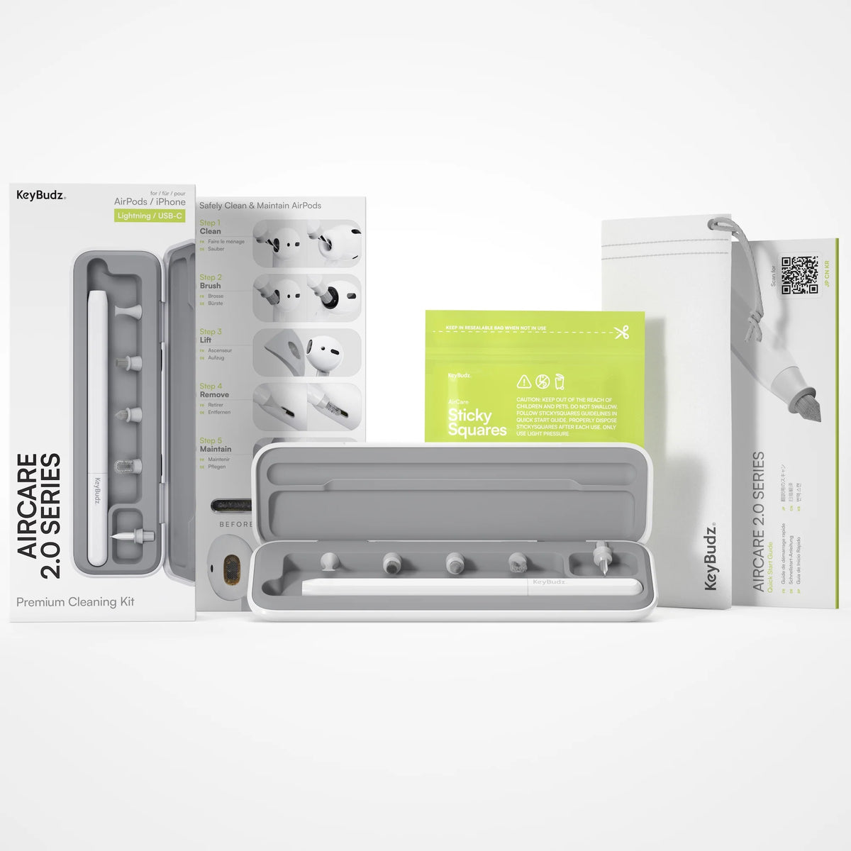 KeyBudz AirCare 2.0 Premium Cleaning Kit - zestaw do czyszczenia AirPods oraz portów lightning-USB-C