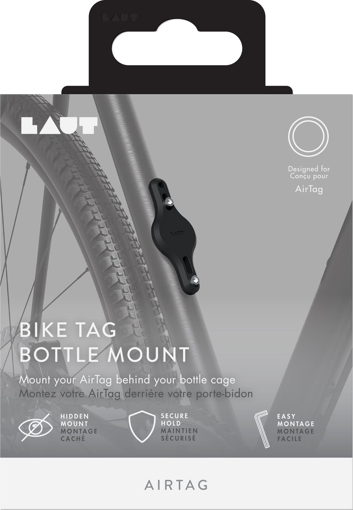 LAUT Bike Tag Bottle Mount - rowerowy uchwyt do AirTag do montażu pod uchwytem na bidon czarny