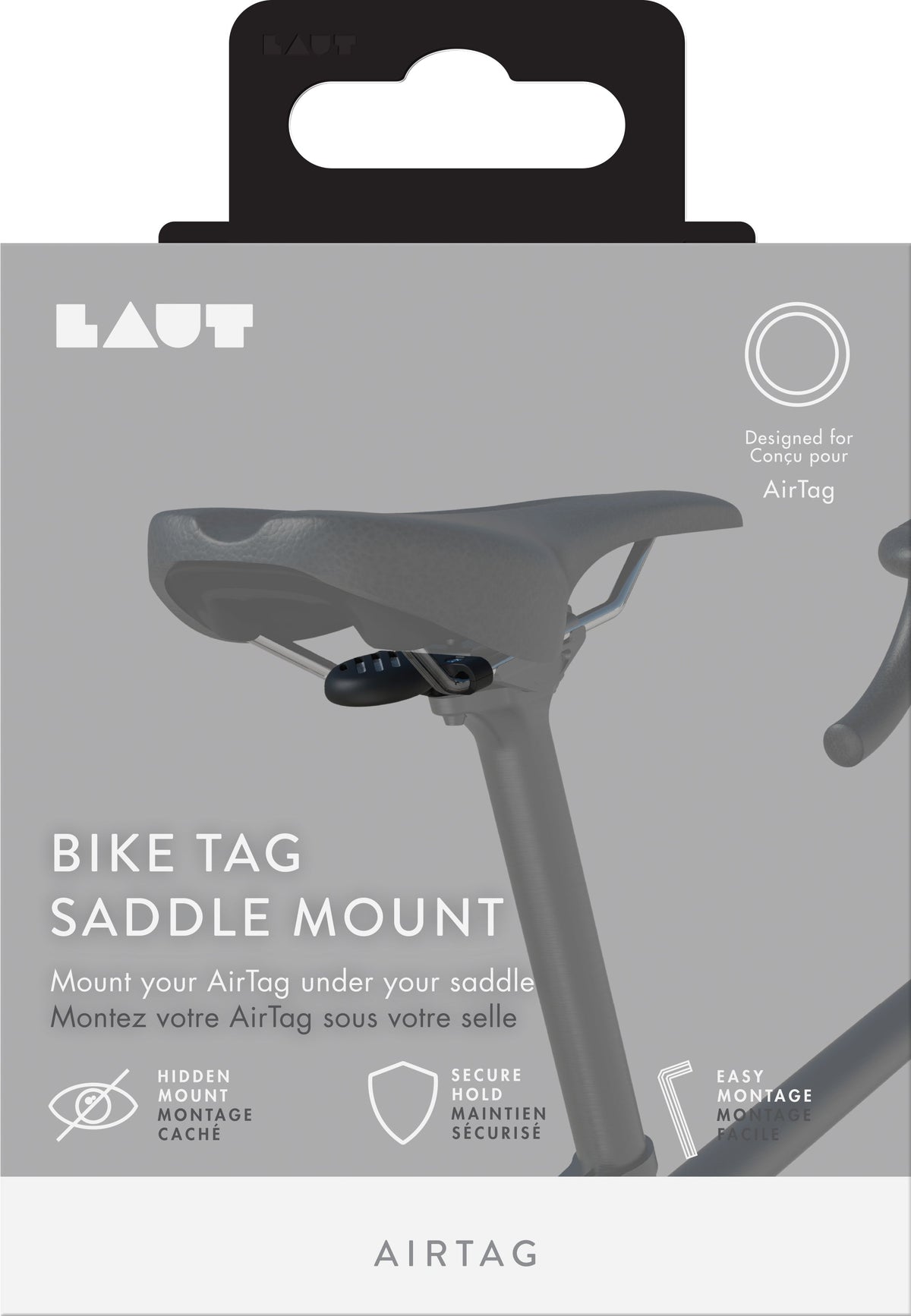 LAUT Bike Tag Saddle Mount - rowerowy uchwyt do AirTag do montażu pod siodełkiem czarny
