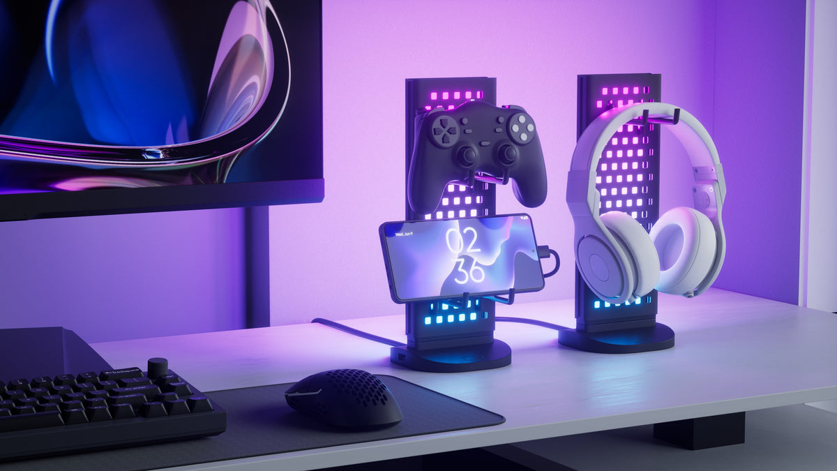 Nanoleaf Pegboard Desk Dock - podświetlana stacja dokująca do urządzeń peryferyjnych - czarna