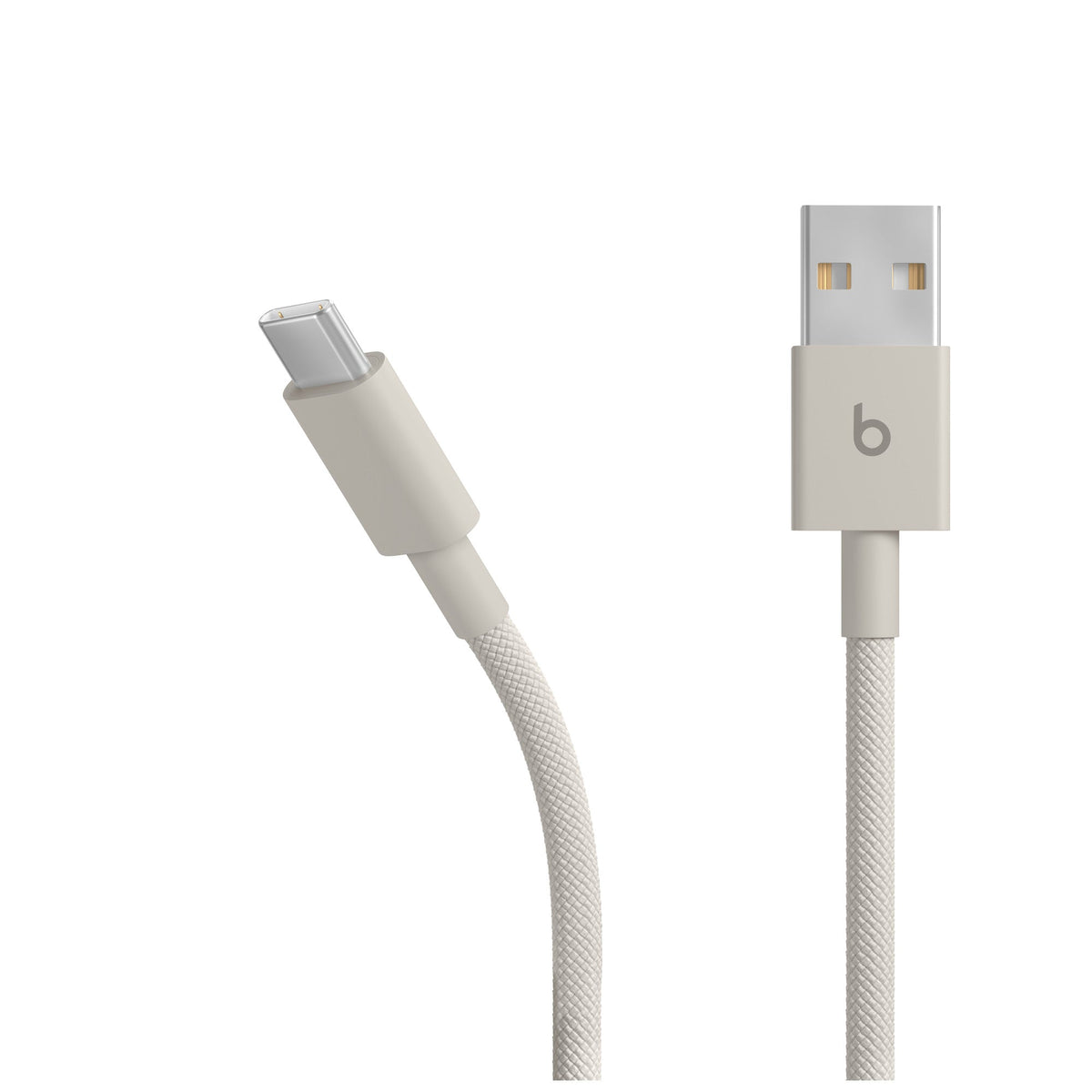 Pleciony przewód Beats USB‑A do USB‑C (1,5 m) — Błyskawiczny beż