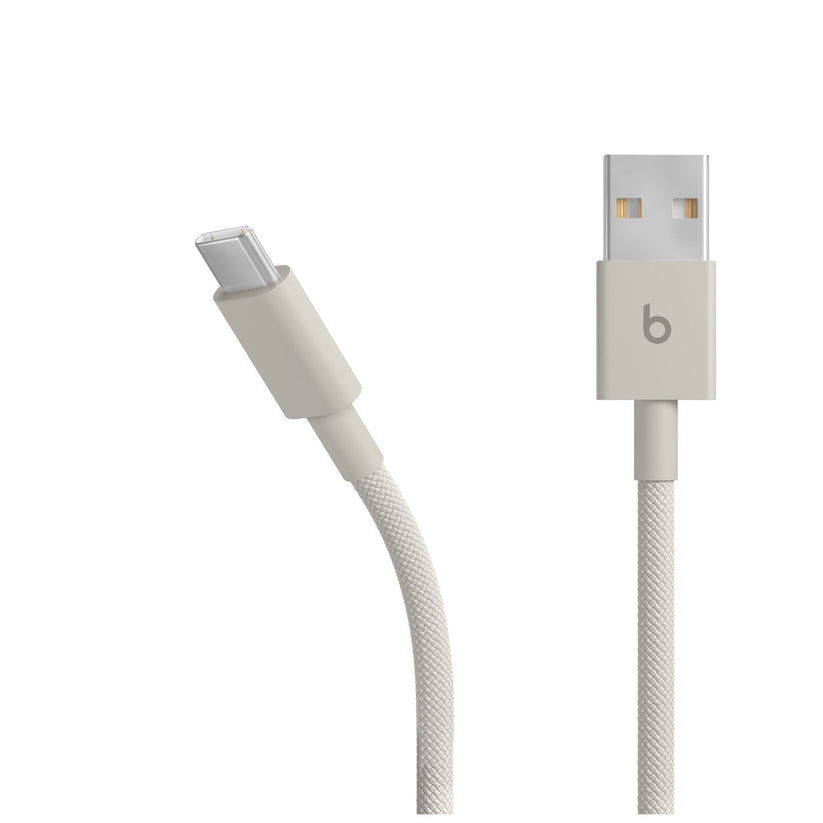 Pleciony przewód Beats USB‑A do USB‑C (1,5 m) — Błyskawiczny beż