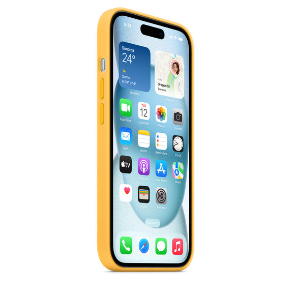 Apple silikonowe etui z MagSafe do iPhone’a 15 Plus – promienne